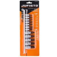 Lyukkulcs, Torx, 1 / 4˝, 35 mm TT 8/10/15/20/25/27/30, 3 / 8˝, 50 mm TT 40/45/47/50/55, 12. készlet db, Jufist